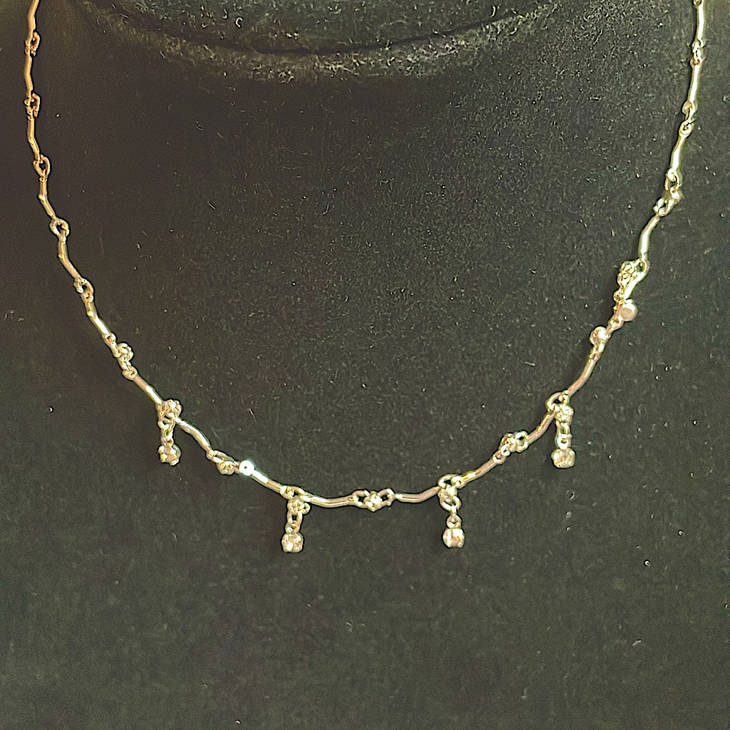 Silver Tone And Cz Necklace